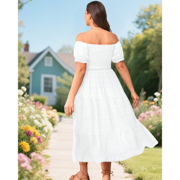 Plus Size Summer Dress Off Shoulder Pockets Casual Wedding Vacation - Picture 5 of 6